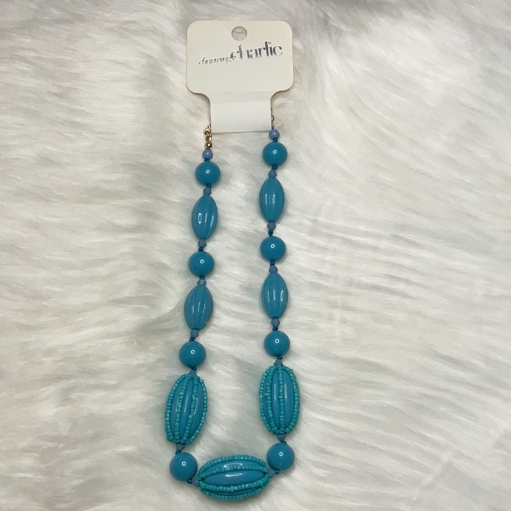 Charming Charlie Blue Beaded Necklace with Turquoise Accents